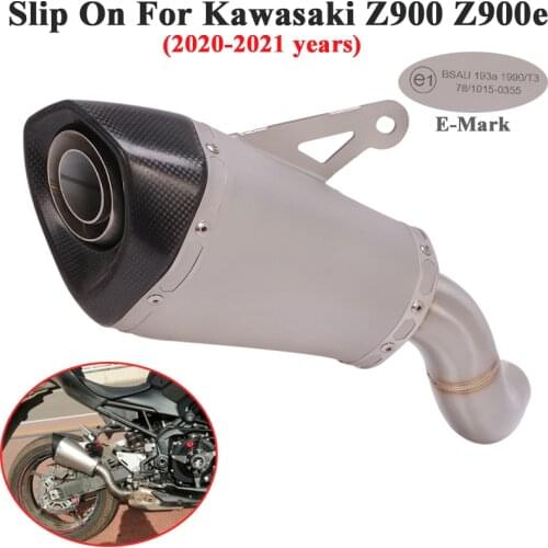 Slip On For Kawasaki Z900 A2 Z900e 2020 2021 Motorcycle HP Exhaust Escape Modify Link Pipe Carbon Fiber Muffler DB Killer E Mark