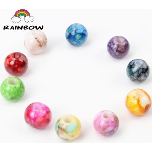 Mixed Acrylic Round Spacer Beads For Jewelry Making DIY 8mm 100pcs