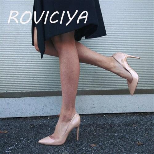 12cm 10cm 8cm high heels Light Nude elegant Sexy women shoes women classsical pumps party dance party QP059 ROVICIYA