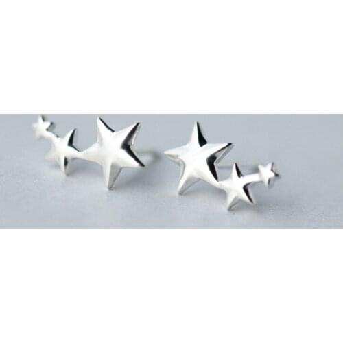 MloveAcc 925 Sterling Silver Three Stars Stud Earrings 2018 Valentines Day Gift Women New Sterling Silver Jewelry Earrings