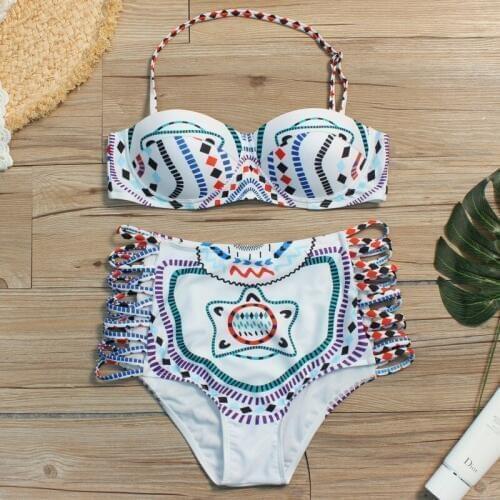 Floral Print High Waist Swimsuit 2019 Bikini Push Up Swimwear Women Retro Vintage Biquini Bathing Suit Maillot de Bain Femme