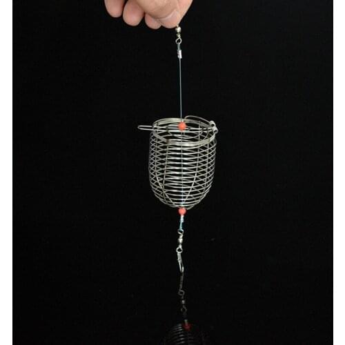 1 Pcs 4*5.5cm/3.8*4.5cm/3.1*3.5cm Fish Small Stainless Steel Bait Cage Basket Feeder HolderFishing Lure Cage Fishing Accessories
