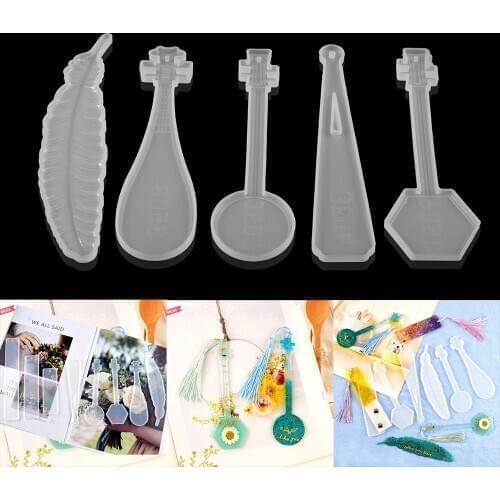 1pcs Bookmark Silicone Mould Making UV Epoxy Resin Jewelry Feather Lute Guitar Molds For DIY Silicone Transparent Mold Supplies