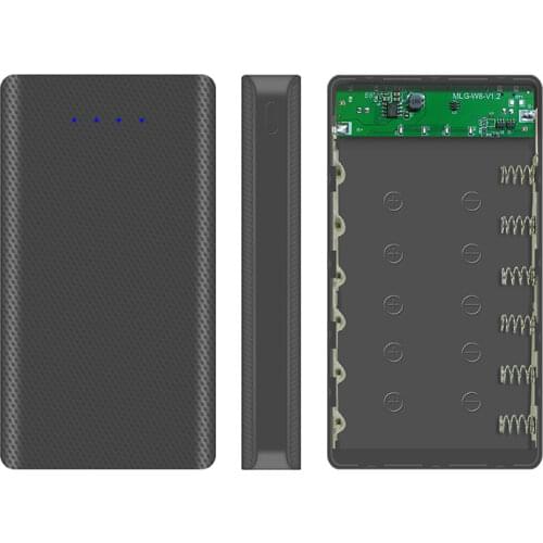 20000mAh Power Bank Shell Digital Display Powerbank Shell Micro Type-c Input Dual USB Port 6*18650 5V 1A & 5V/2A