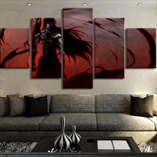 5 Piece Canvas Wall Art Prints Anime Pictures Red Demons Posters Home Decorative Framed Modern Decorations Artwork Paintings