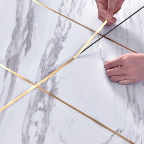 50m 1roll Ceramic Tile Mildewproof Gap Tape Decor Gold Silver Black Self Adhesive Wall Tile Floor Tape Sticker Home Decorations