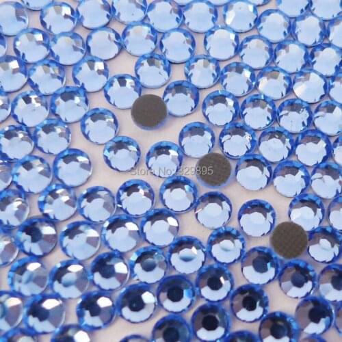 Shinning SS6-SS40 LT.Sapphire DMC HotFix Rhinestones Flatback Glass Iron-on For garment shoes nail jeans Decorations with glue