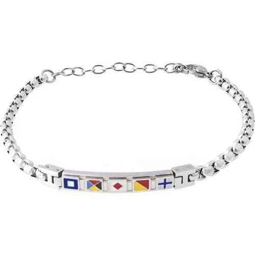 Runda Fashion MenS Stainless Steel Bracelet With Enamel Geometric Jewelry Simple Design MenS Holiday Gifts