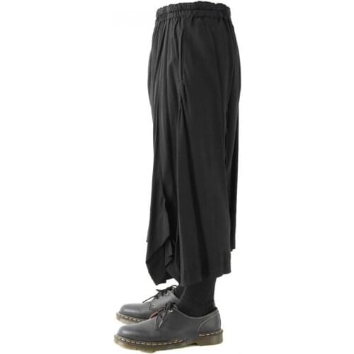 Mens new leisure harun pants loose wide leg wrinkles youth big size trend personality spring and summer new skirt pants