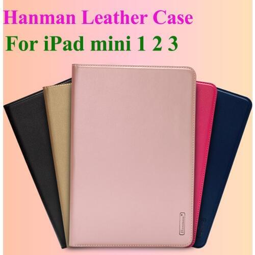 Hanman Flip Leather Case for iPad mini 1 2 3 Business Genuine Leather Wallet Card Slot Case Cover