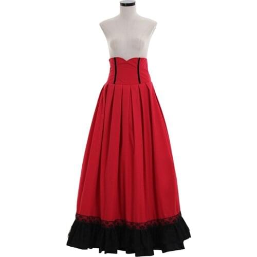 Cosplaydiy Women Gothic Vampire Renaissance Long Skirt Victorian Retro Red Wench Skirt Lolita Skirt Dress L320