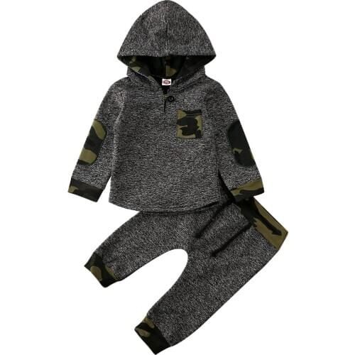 2020 Spring Autumn Baby Clothing Toddler Kids Baby Boys Long Sleeve Hoodie Tops Pants Leggings Outfits Set Clothes 3M-3T