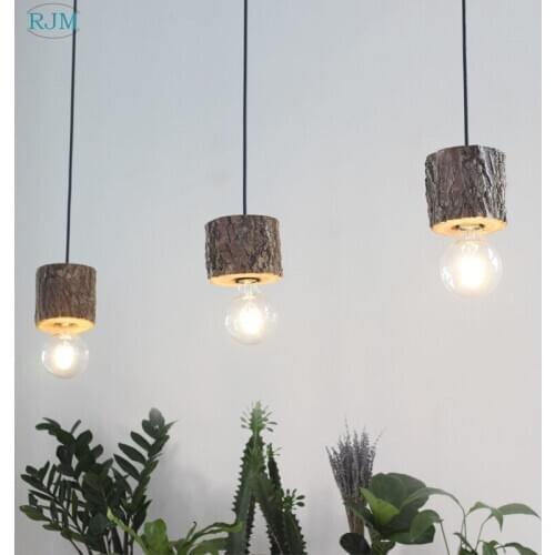 Creative Design Wood Art Pendant Lights American Retro Wooden Personality Bar Hang Lamps Kitchen Restaurant Cafe Lightings Decor
