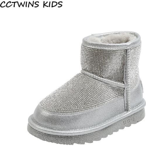 CCTWINS Kids Snow Boots 2020 Girls Winter Fashion Boots Glitter Children Ankle Boots Baby Shoes Black Toddlers Fur Shoes SNB237