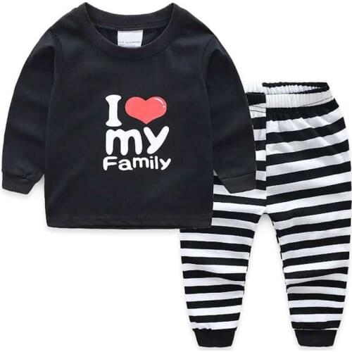 Children Pajamas Set Kids Sleepwear Baby Boy Girl Robes Love Cartoon Baby Nightgown Costumes Baby Pants T-shirts Set Clothing