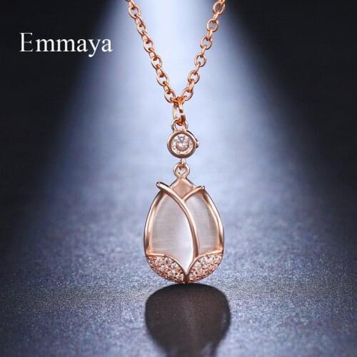 Emmaya Charming Leaf Appearance Rose Gold Necklace Women Fashion Dress-up With Cubic Zircon Personality Jewelry