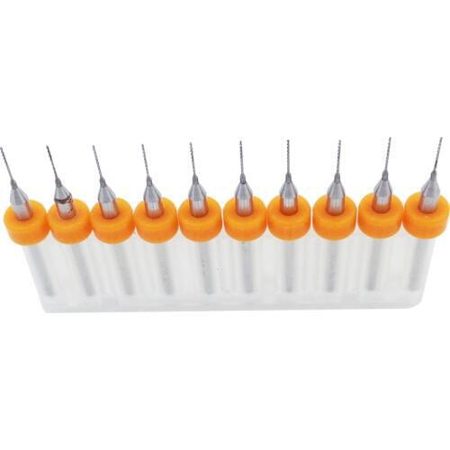 HUHAO 10Pcs 0.4mm Import Carbide PCB Drill Bits Print Circuit Board Mini CNC Drilling Bit Set Woodworking Tools