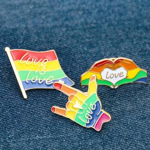 Creative Rainbow Series Gay English Letter "LOVE" Jewelry Brooch Rainbow Flag Heart Brooch Badge Collar Backpack Accessories