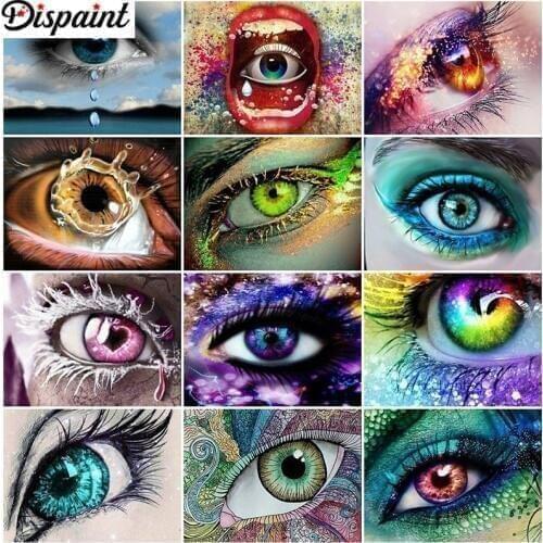 Dispaint Diamond painting "Colored eye scenery" Full Square/Round Drill Wall Decor Inlaid Resin Embroidery Craft Cross stitch