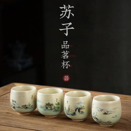 Ceramic Teacup Tea bowl Hand Painted Coffee Wine Cups Flower Multicolors Chinese Designer Tea set Drinkware Supplies Water Cups