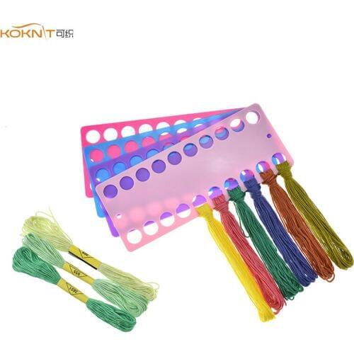 KOKNIT 100pcs Cross Stitch Threads Rainbow Color Embroidery Threads Floss Sewing Threads with 4 pcs 20 Positions Row Line Tool