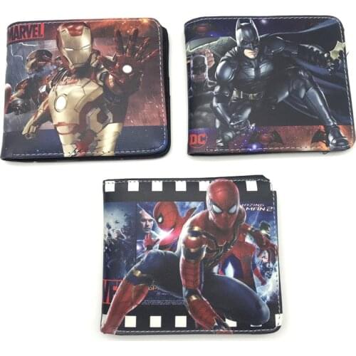 Disneys New Avengers Iron Man Short Folding Wallet Bat Captain America Pocket Money Leather Wallet Gift for Boys