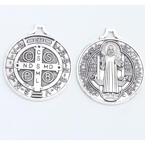 50pcs of 1.2 Inches Round Saint Benedict Jubilee Medal Pendant