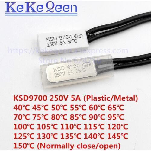 KSD9700 5A 250V 40~150 Degree (N.C.) Normally Closed/ Open Temperature Switch Bimetal Disc Thermostat Thermal Protector Bracket