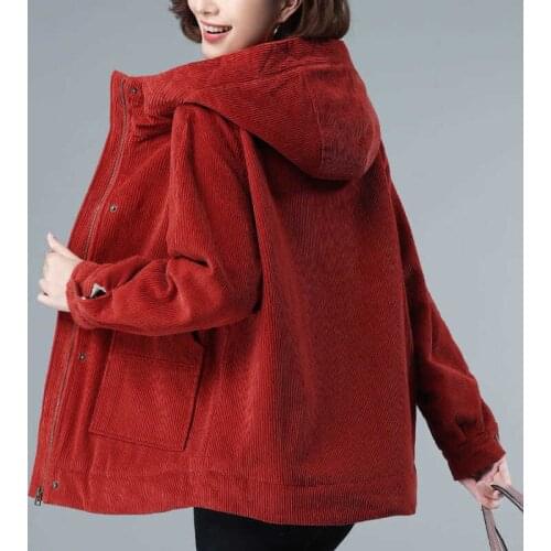 Plus Velvet Thicken Corduroy Jacket Women Autumn Winter New Fashion Short Elegant Outerwear Female Casual Plus Size Tops R768