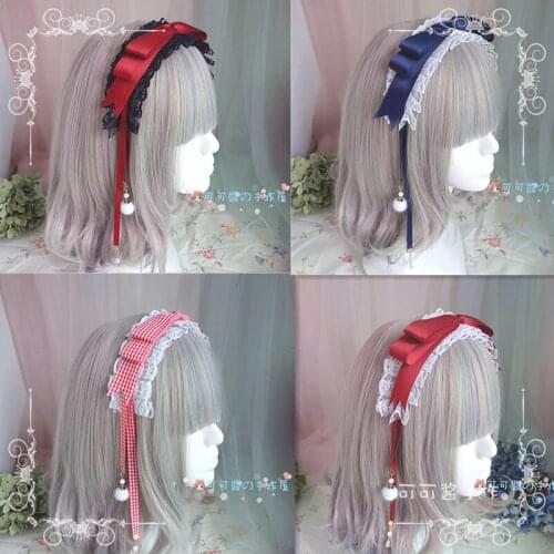 Lolita lace hair band bow KC ribbon headband soft sister Japanese sweet girl plush lolita headband