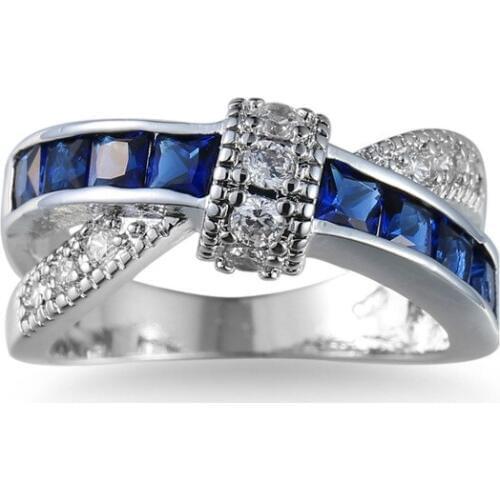Fashion blue jewelry jewelry Cubic Zirconia Crystal Rings Fashion Engagement Wedding Ring for women gift gift KC-JZ90