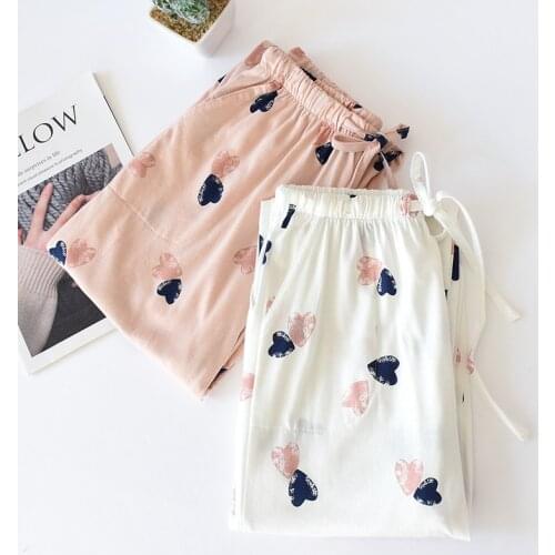 Fashion Pajamas Bottoms Womens Cotton Spring and Autumn Trousers Cotton Knitted Cotton Home Pants Loose Large Size Trousers