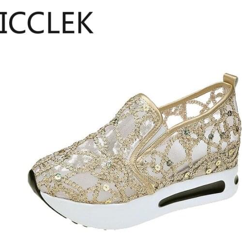 New Sneakers Women Shoes Woman Flat Platform Shoes Female Flats Shine Bling Causal Shoes Loafers Plus Size Slip on Ladies Shoes