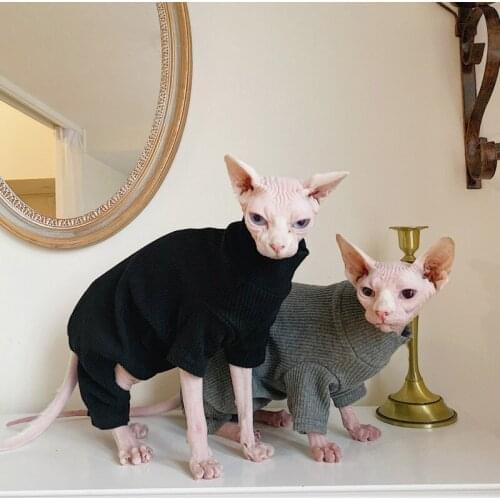 Hairless Cat Clothing Sphinx Cat Clothes Devon Winter Thick Cotton Comfortable Elastic Four Legged Clothes Pet Dog Supplies