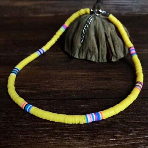 Alloy Pendant Necklace for Women Colorful Tassel Soft Clay Choker Necklace Lovely Clavicle Chain Beach Party Gift Jewelry