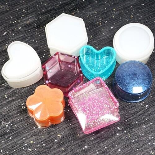 Diy Crystal Square Round Storage Box Epoxy Resin Molds for Jewelry Box Mold Jewelry Making Tools Gift Box Silicone Mold