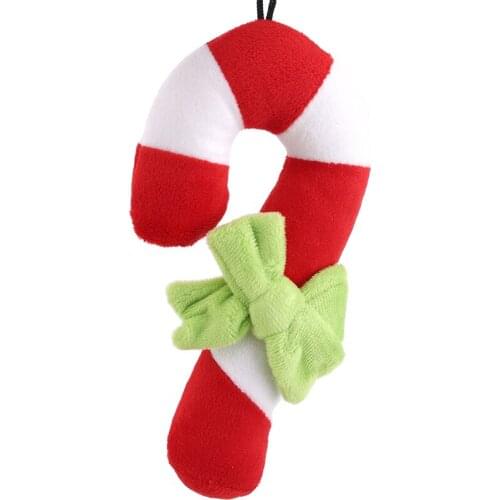 Christmas Pet Toy Cute Cane Bowknot Bite Resistant Squeaky Dog Toy Dog Chew Squeaker Quack Sound Toy