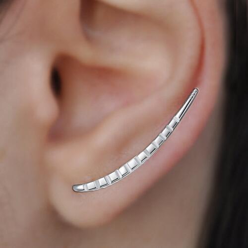 2pcs Ear Cuff Climber Earrings 7 CZ Cubic Zirconia Crawler Earrings Hypoallergenic Ear Studs Round Piercing Oreja Woman Jewelry