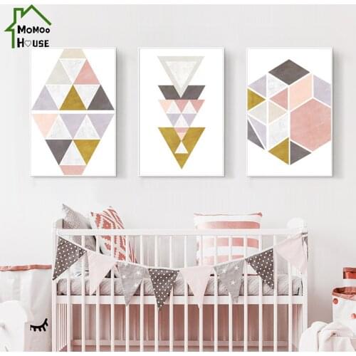 Nordic Gemetric Canvas Painting Colorful Trianle Square Hexagon Poster for Living Room Wall Art Decorative Picture Home Decor