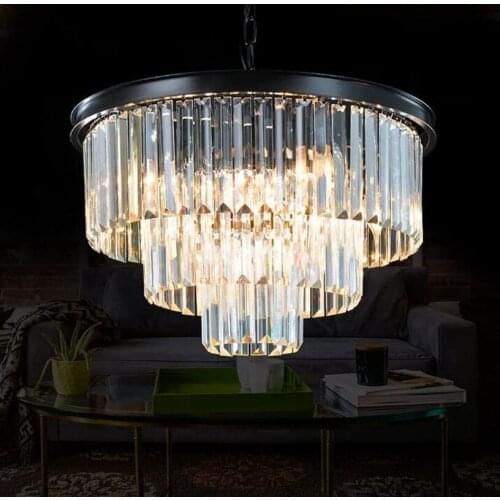 Modern Contemporary Crystal Chandeliers Lights Pendant Ceiling Chandelier Lighting Fixture 3-Tier for Dining Room Living Room