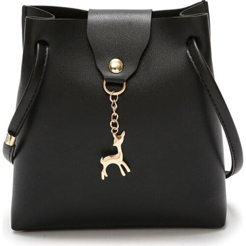 PU Leather Womens Mini Crossbody Bag Deer Pendant Shoulder Bags Purse Female Small Messenger Bag Handbag Wallet Change Pouch