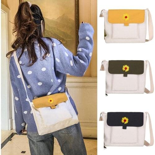 Fashion Style Handbag Women Cloth Bucket Pouch Daisy Small Cotton Handbag Totes Girls Solid Casual Canvas Shoulder Bag