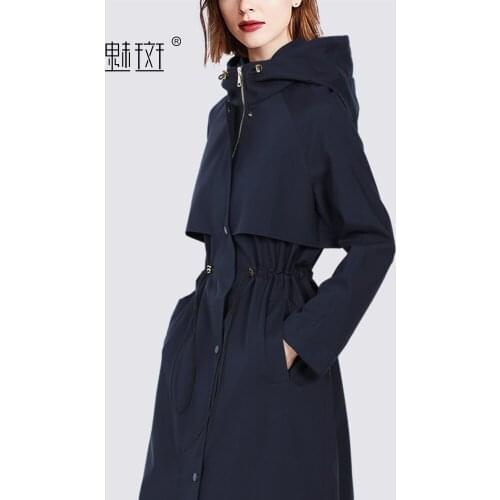 Temperament goddess long sleeve hooded fashion windbreaker coat medium long 2021 autumn new coat