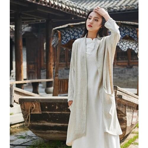 Women Summer Autumn Solid Color Trench Coat Outerwear Ladies Loose Coat Female Linen Coat 2021