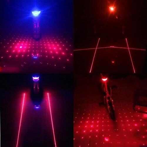 Bicycle Laser Tail Light LED Parallel Line Safety Warning Light Mountain Bike Laser Laser Tail Light Night Riding Safety Light