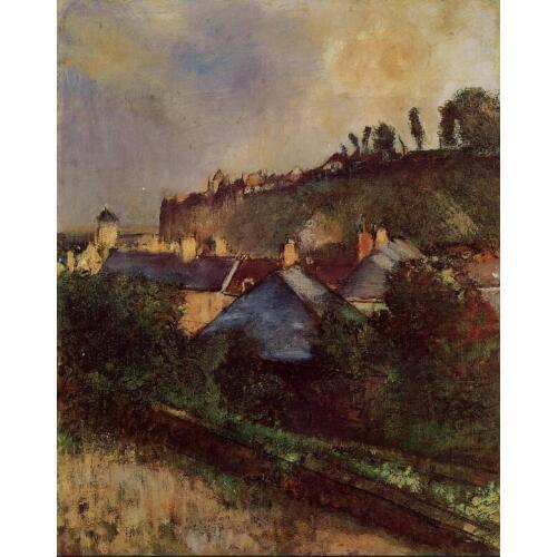 High quality Oil painting Canvas Reproductions Houses at the Foot of a Cliff (Saint-Valery-sur-Somm By Edgar Degas hand painted