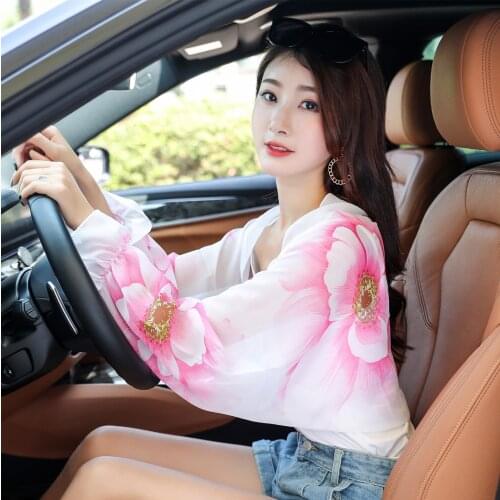 New Printed Women Summer Shawls Poncho Riding Driving Sun Protection Arm Cover Anti UV Sleeve Shawl Floral Fashion Polyester