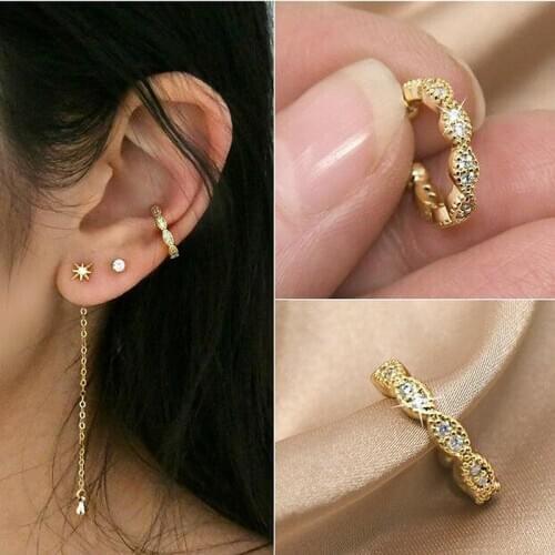 New 925 Sterling Silver AAA Cubic zirconia Ear Cuff Clip On Earrings For Women Fashion Girl Without Piercing Earings diy Jewelry