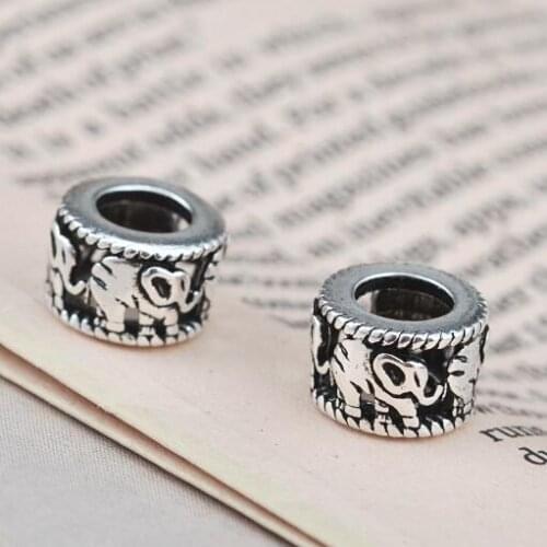 100% 925 Silver Elephant Symbol Beads Pure Silver Good Luck Symbol Beads Sterling Elephant Symbol Beads DIY Jewelry
