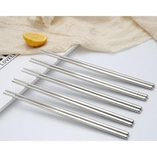 5 pair/Set Korean 304 Stainless Steel Chopsticks 22.5cm All Square Set Anti-skid & scalding Hollow Chopsticks Metal Chopsticks